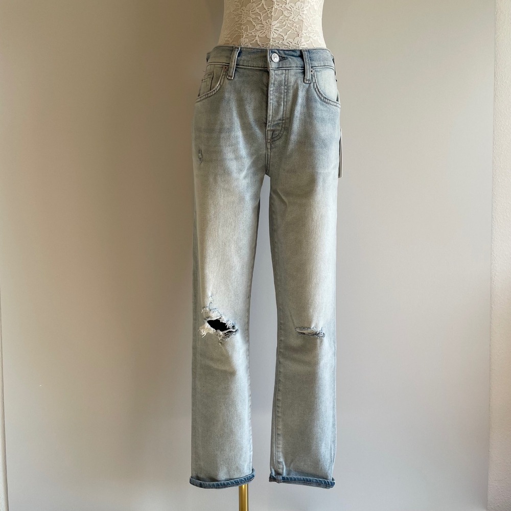7 For‎ All Mankind Womens Distressed Ripped Jeans Luxe Vintage Boyfriend Size 27